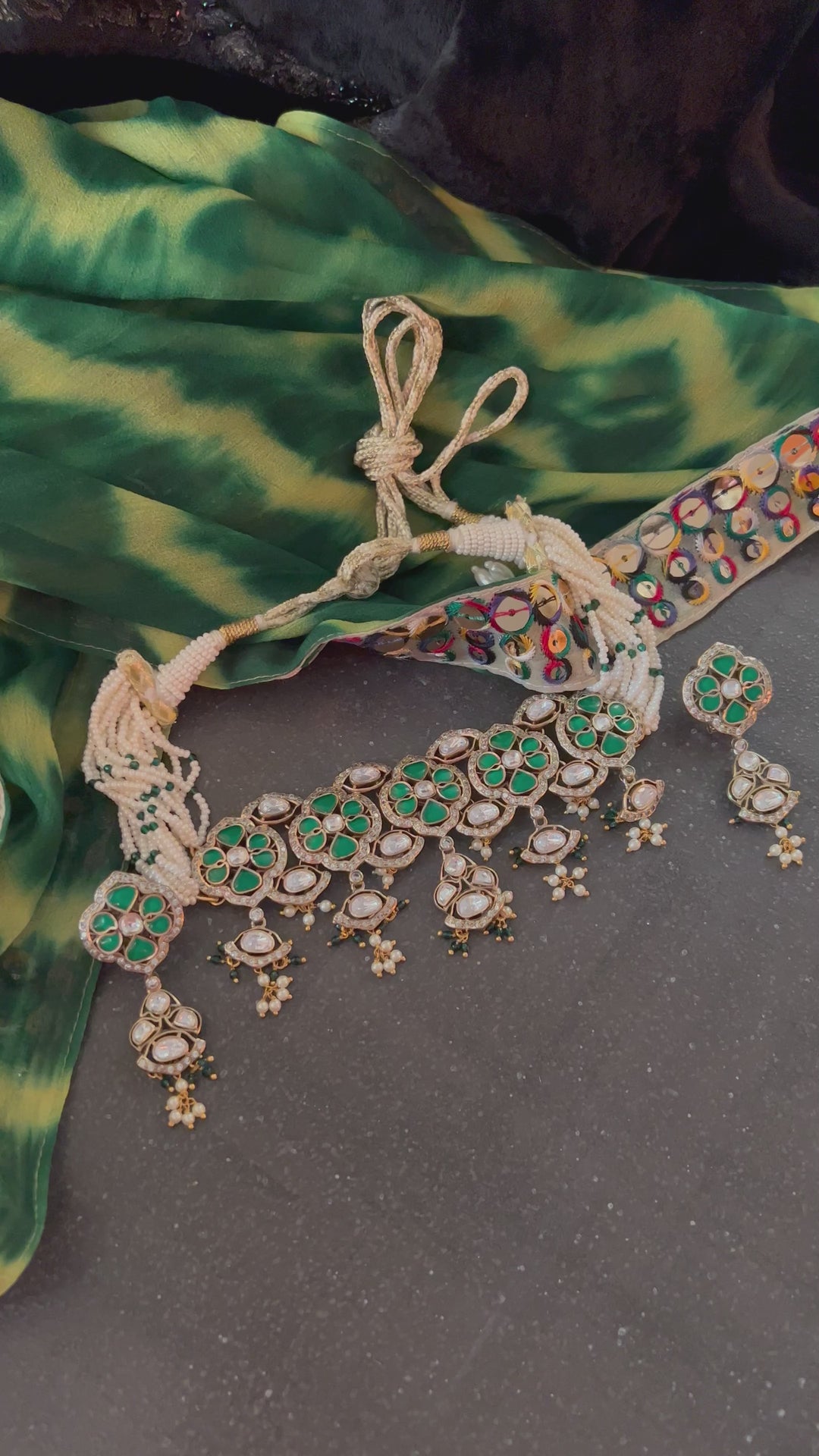 Pearls Choker with Statement Earrings