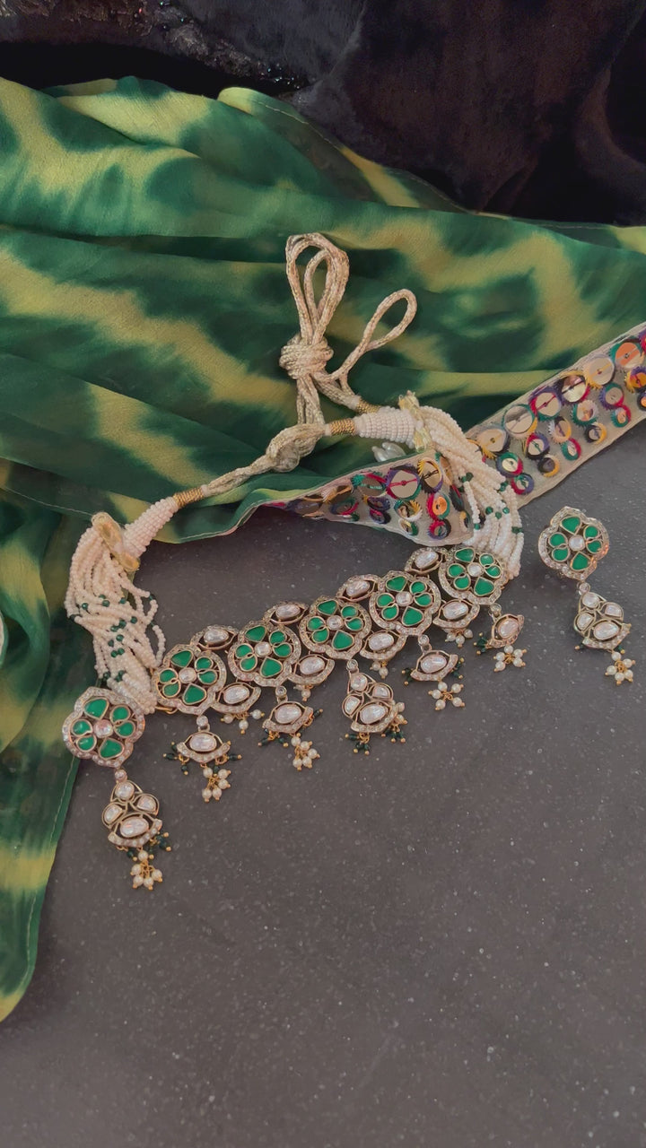 Pearls Choker with Statement Earrings