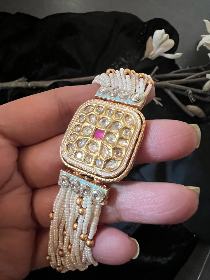 Pearls and Gold Kundan Bracelet