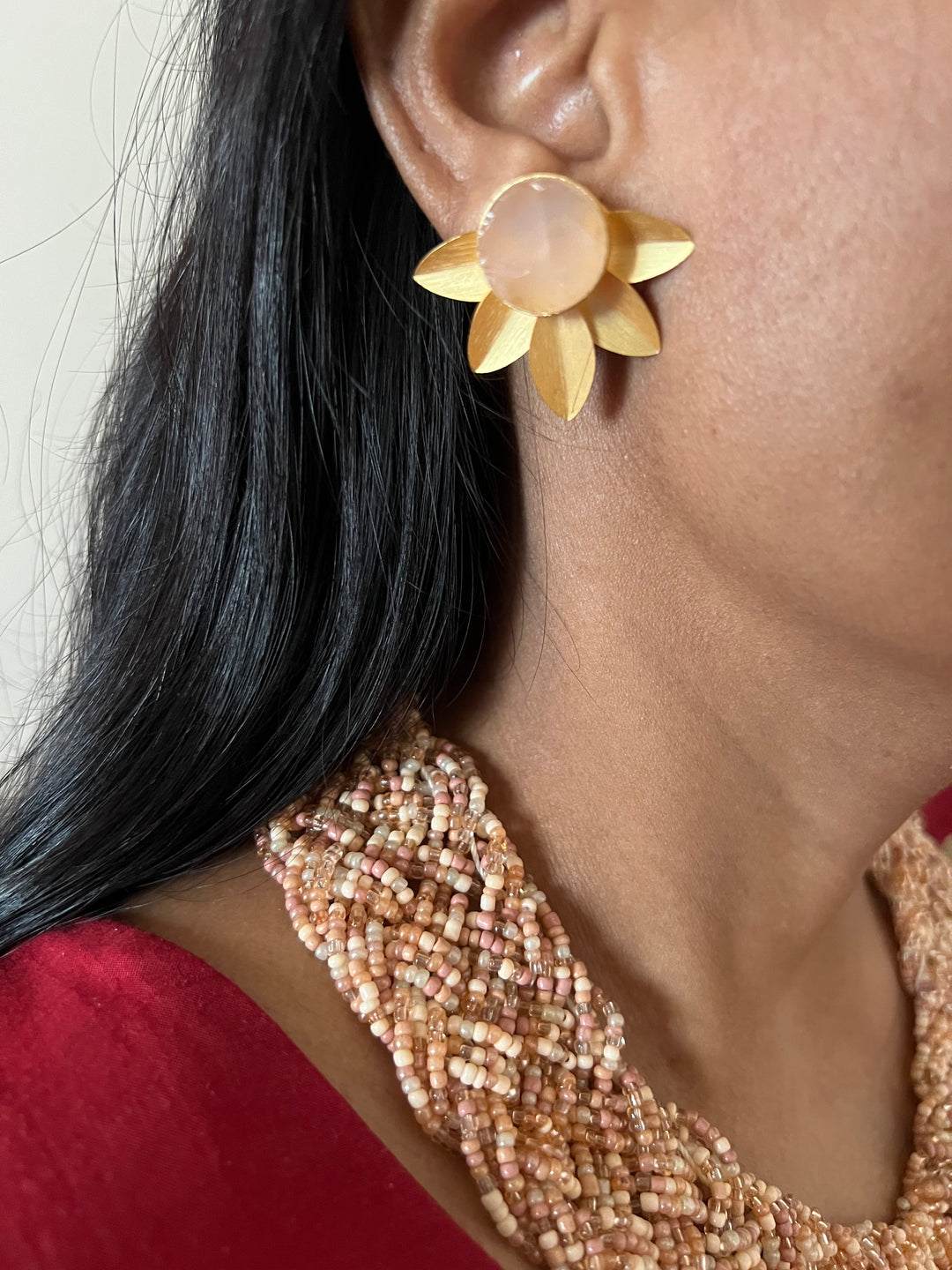 Statement Necklace with Gemstones Studs