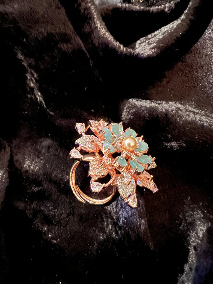 Statement Sea Green Zirconia Ring - SHIVKA