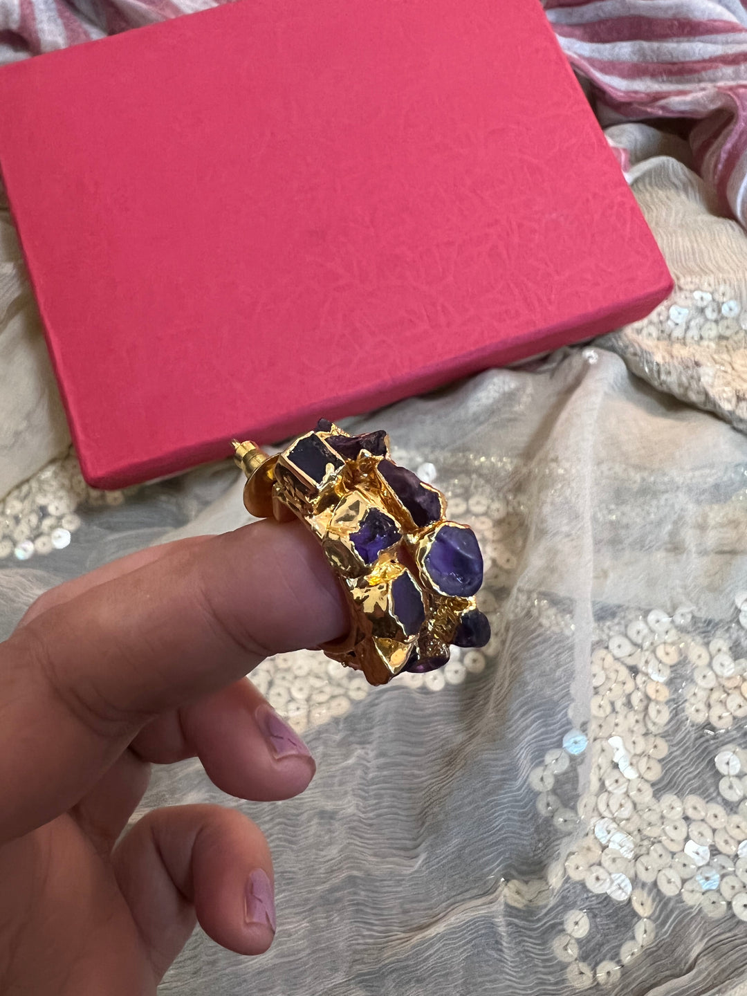 Classy Amethyst Hoop Earrings