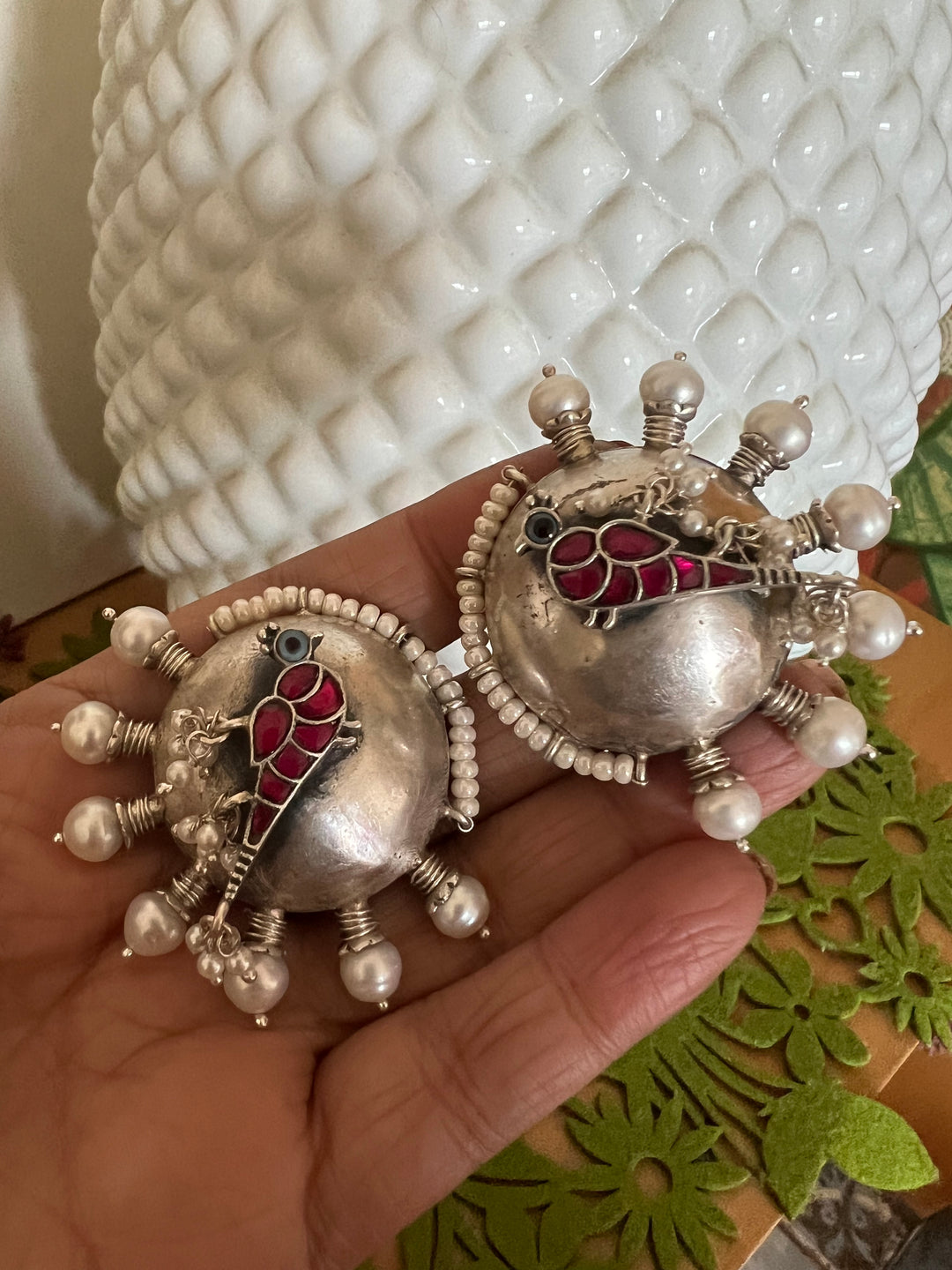 Designer Pure 925 Silver Pearl Studs