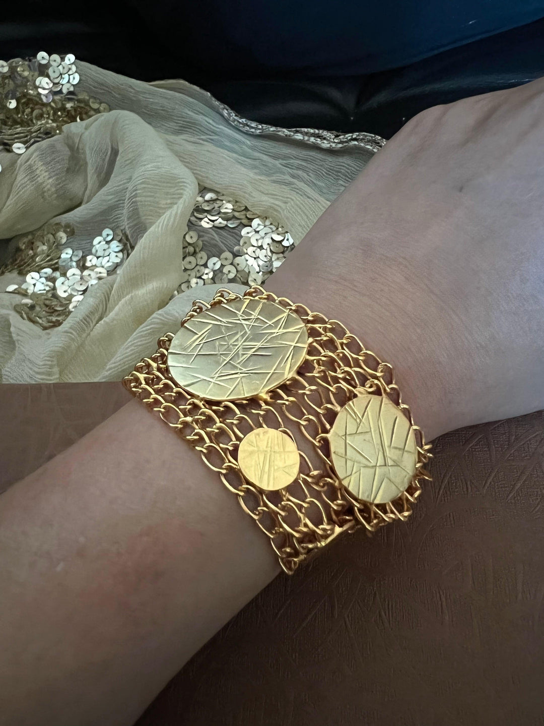 Statement Gold Mesh Bracelet - SHIVKA