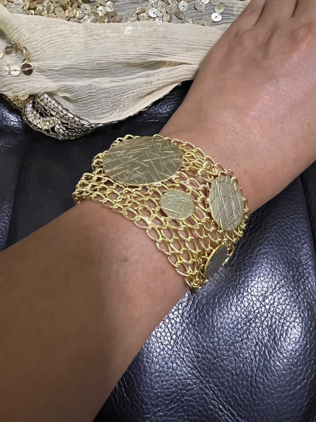 Statement Gold Mesh Bracelet