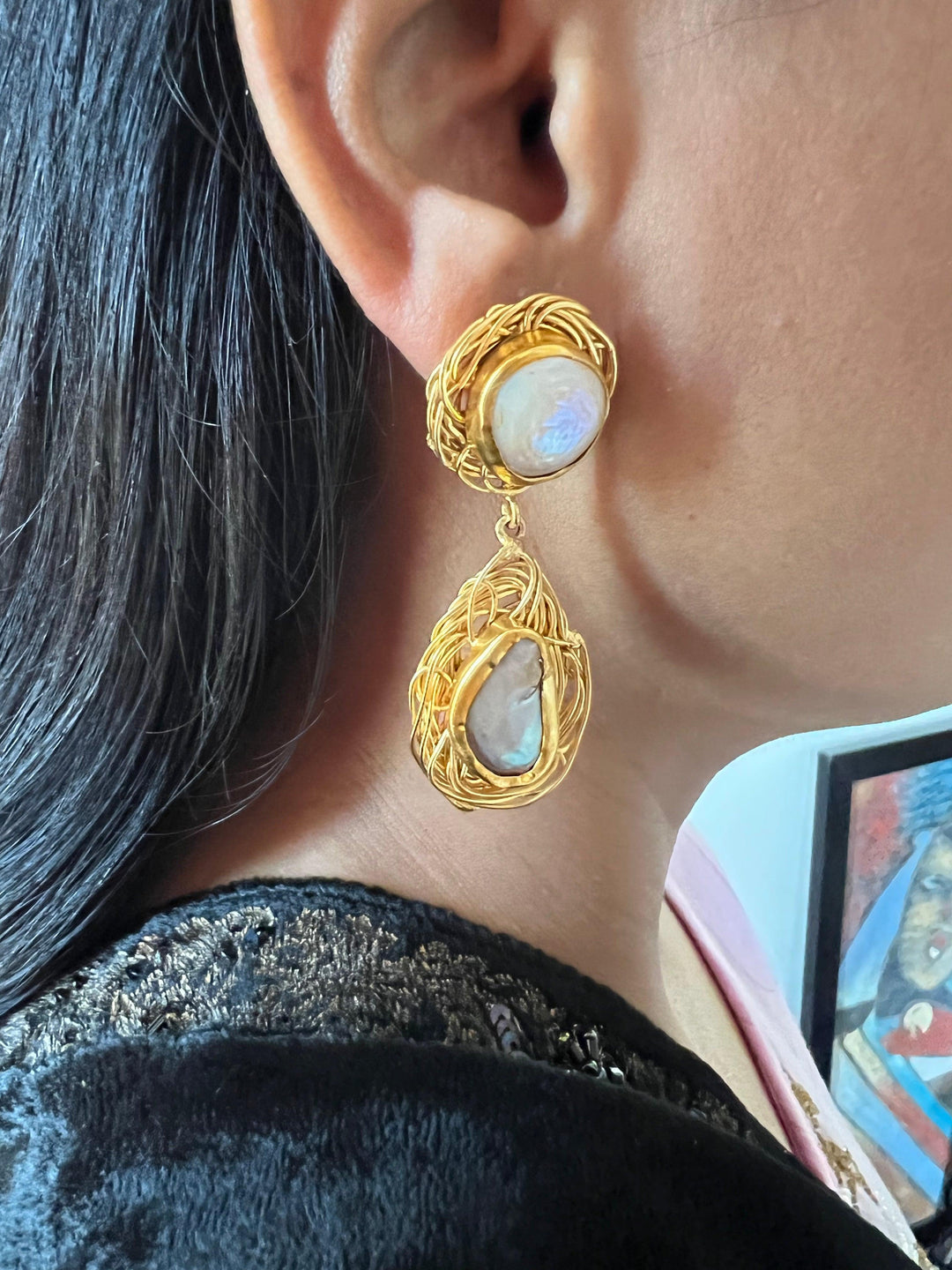 Vintage Mother of Pearl Earrings - SHIVKA