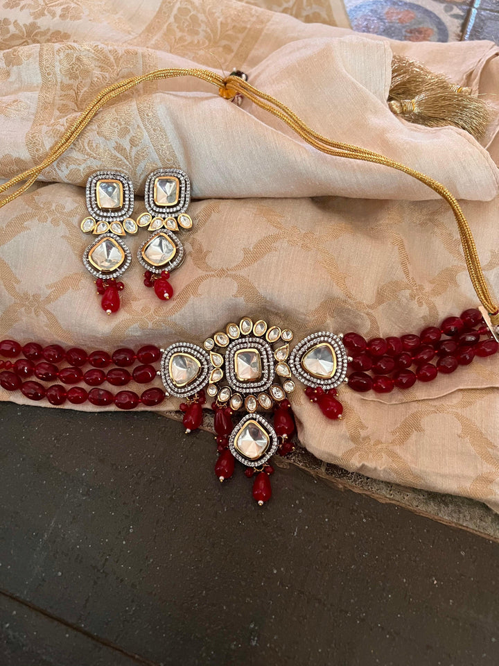 Kundan Choker with Statement Earrings - SHIVKA