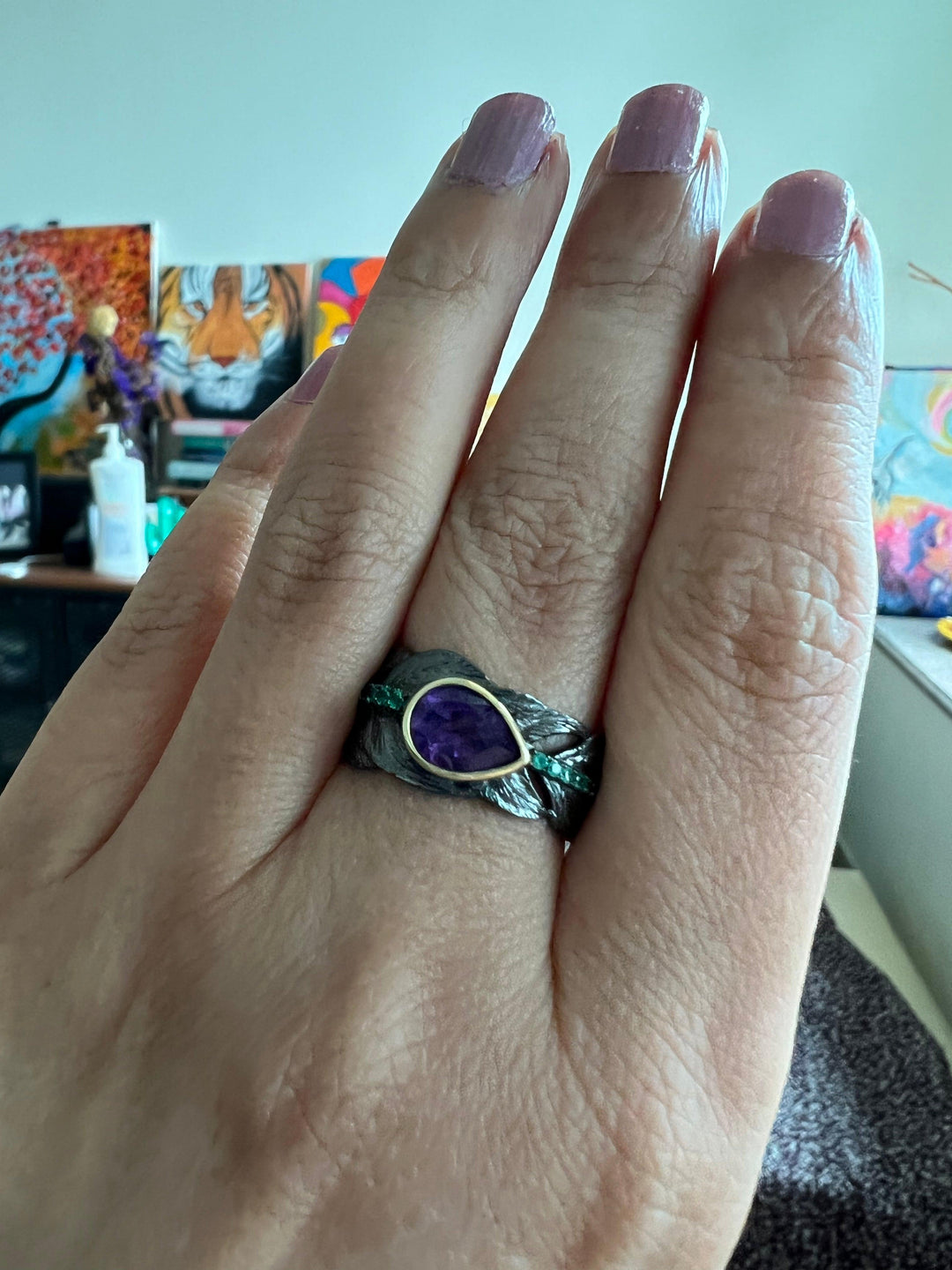 Vintage Pure 925 Silver Amethyst  Ring - SHIVKA