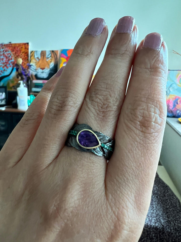 Vintage Pure 925 Silver Amethyst  Ring - SHIVKA