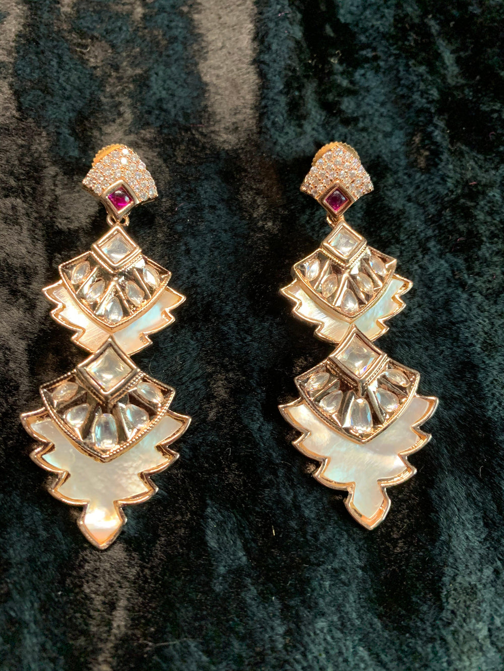 Kundan Mother of Pearl Earrings - SHIVKA