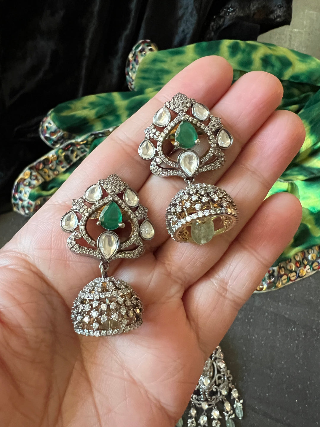 Victorian Pendant Necklace with Jhumka Earrings