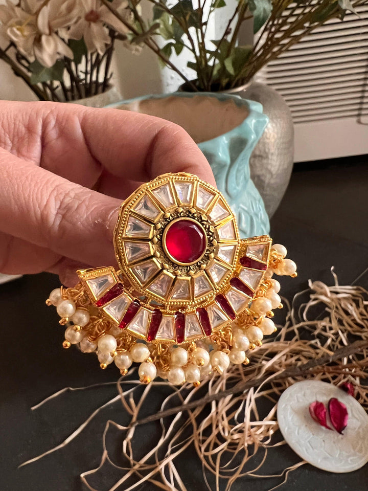 Kundan Rani Haar with Statement Earrings - SHIVKA