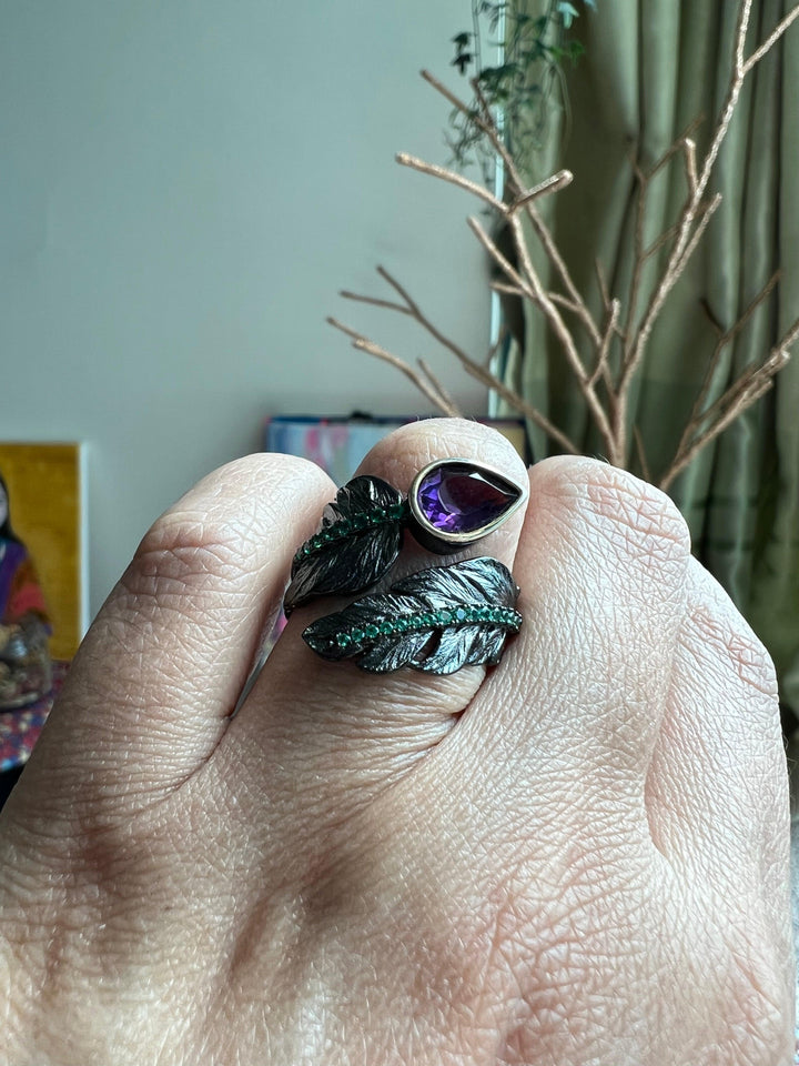 Vintage Pure 925 Silver Amethyst  Ring - SHIVKA