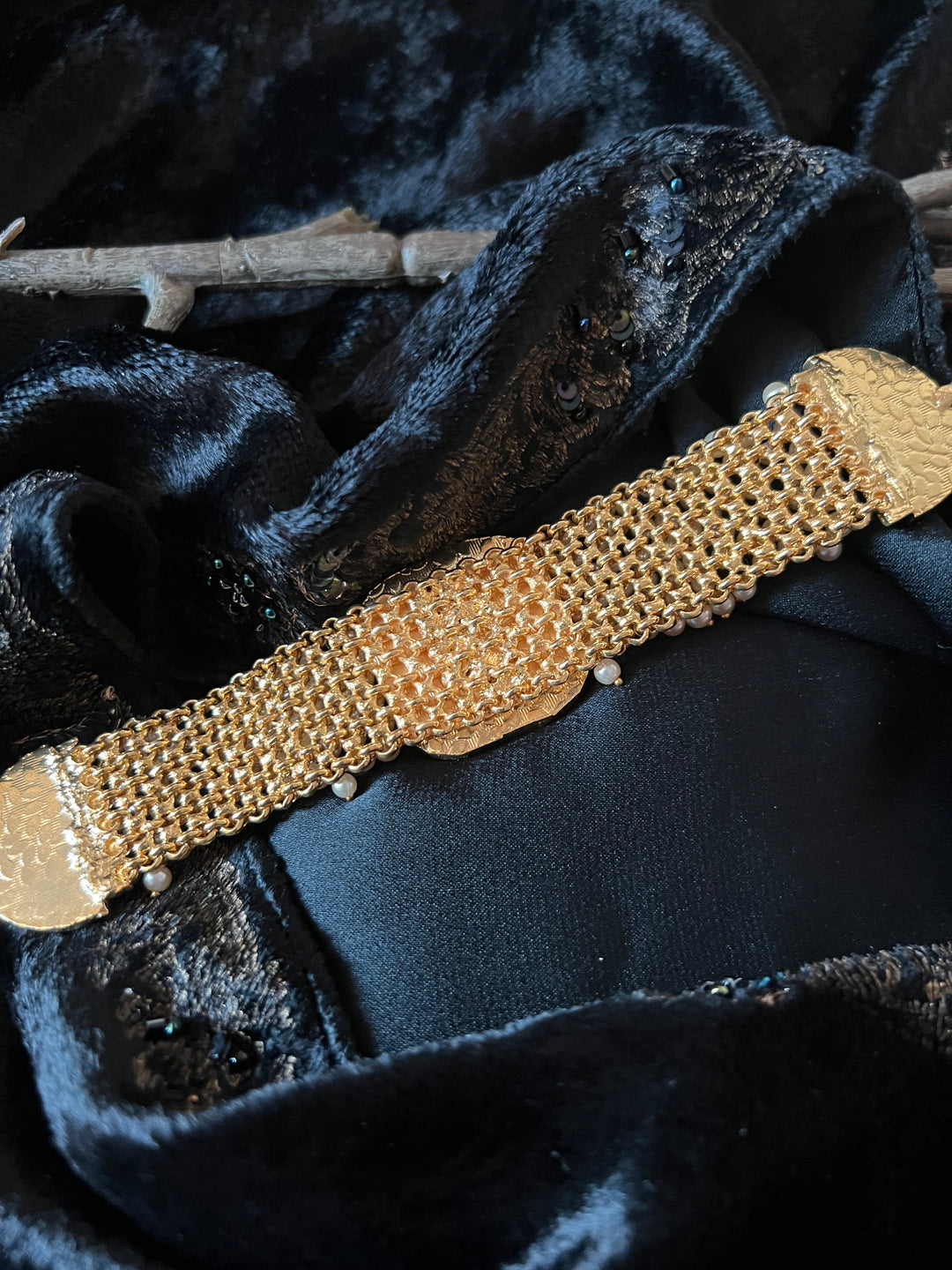 Pearls and Gold Kundan Bracelet