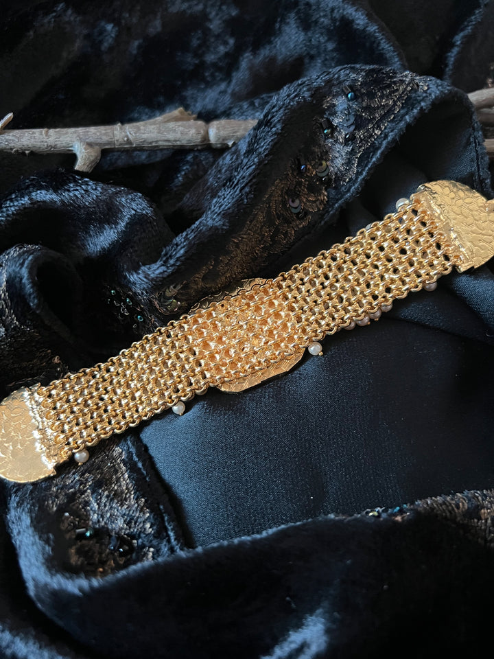 Pearls and Gold Kundan Bracelet