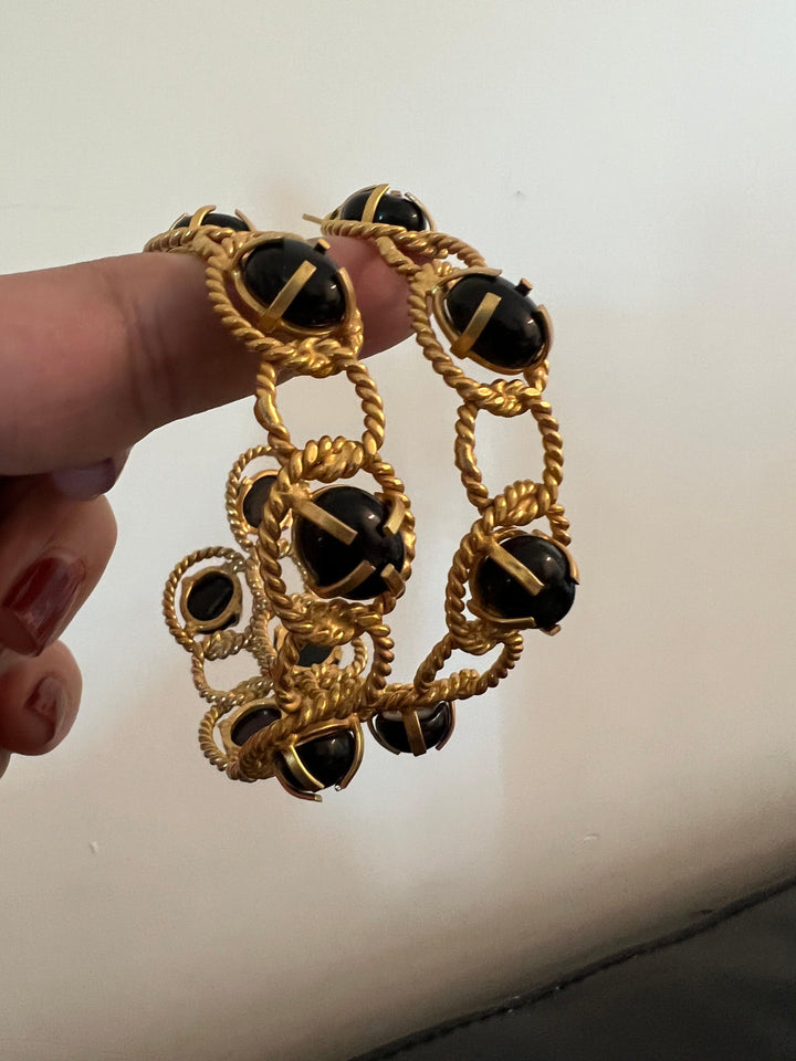 Onyx Designer Hoops - SHIVKA