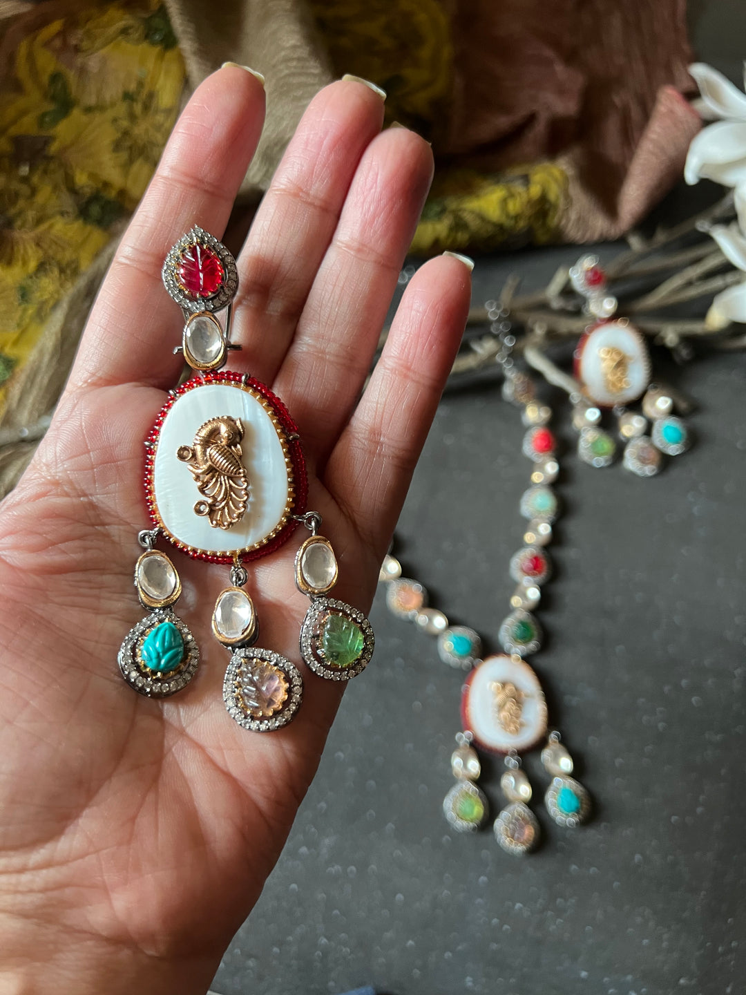 Designer Victorian Necklace with Statement Earrings