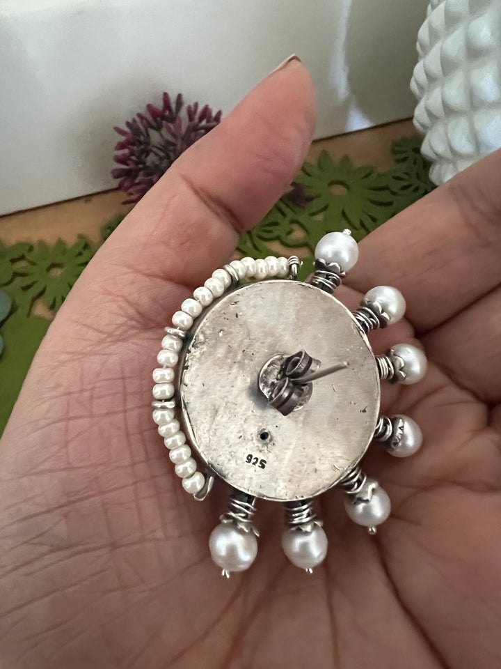 Designer Pure 925 Silver Pearl Studs