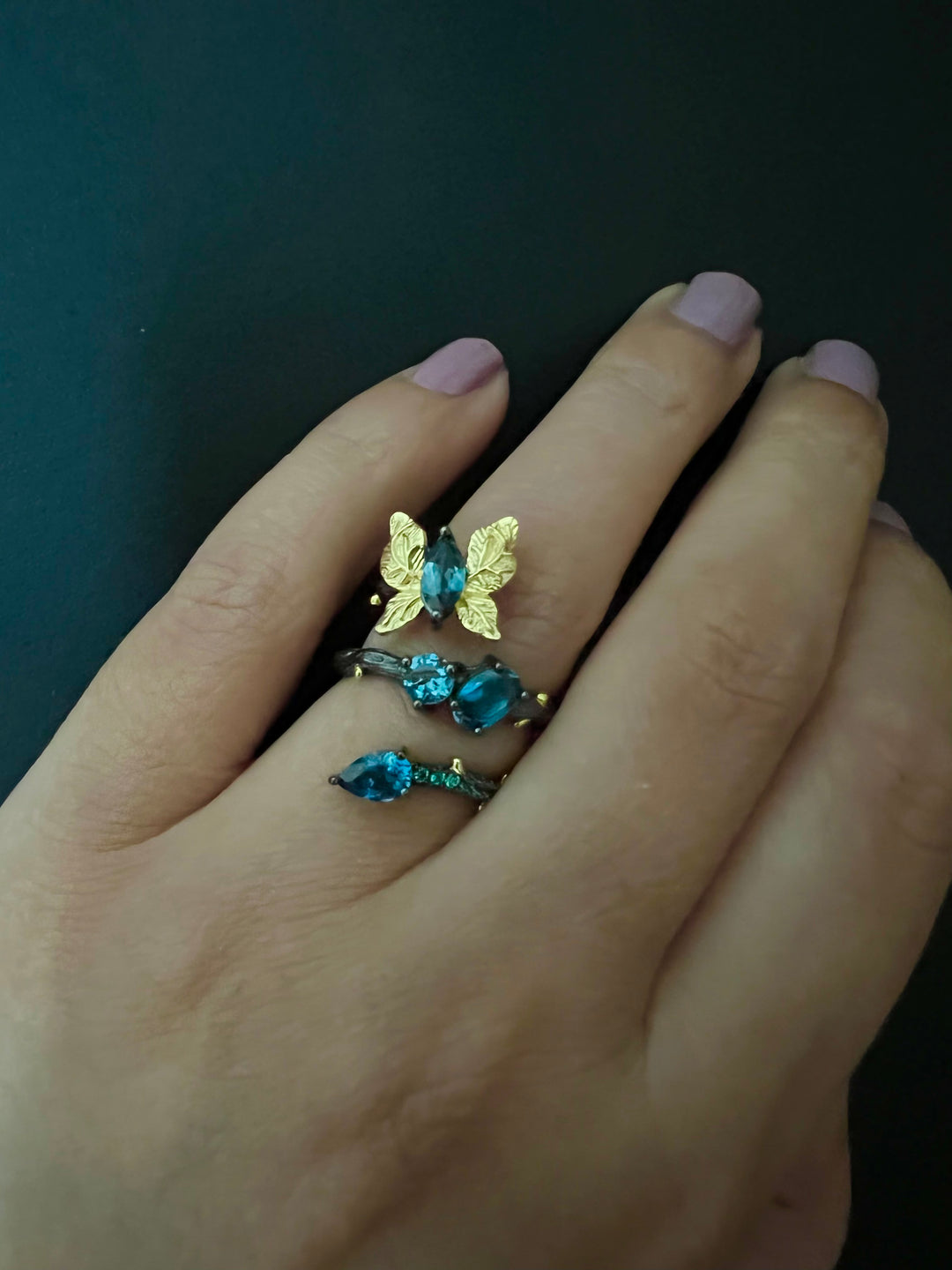 Designer Pure Silver Blue Topaz Ring