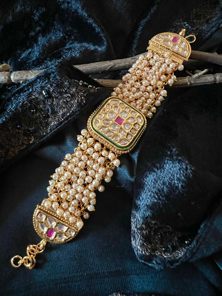 Pearls and Gold Kundan Bracelet