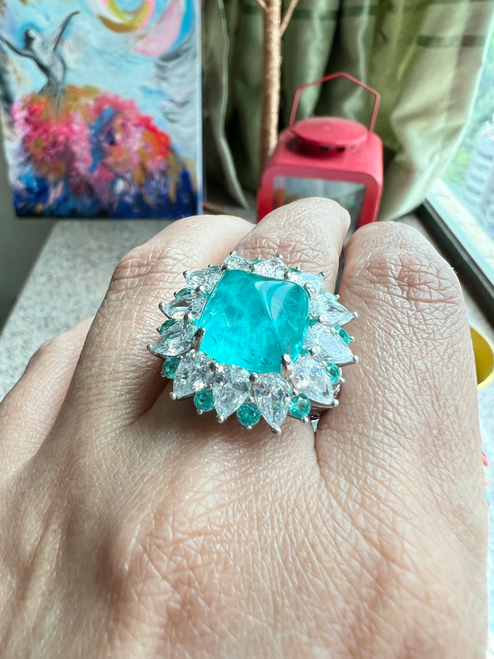 Designer Pure Silver Cubic Zirconia Ring