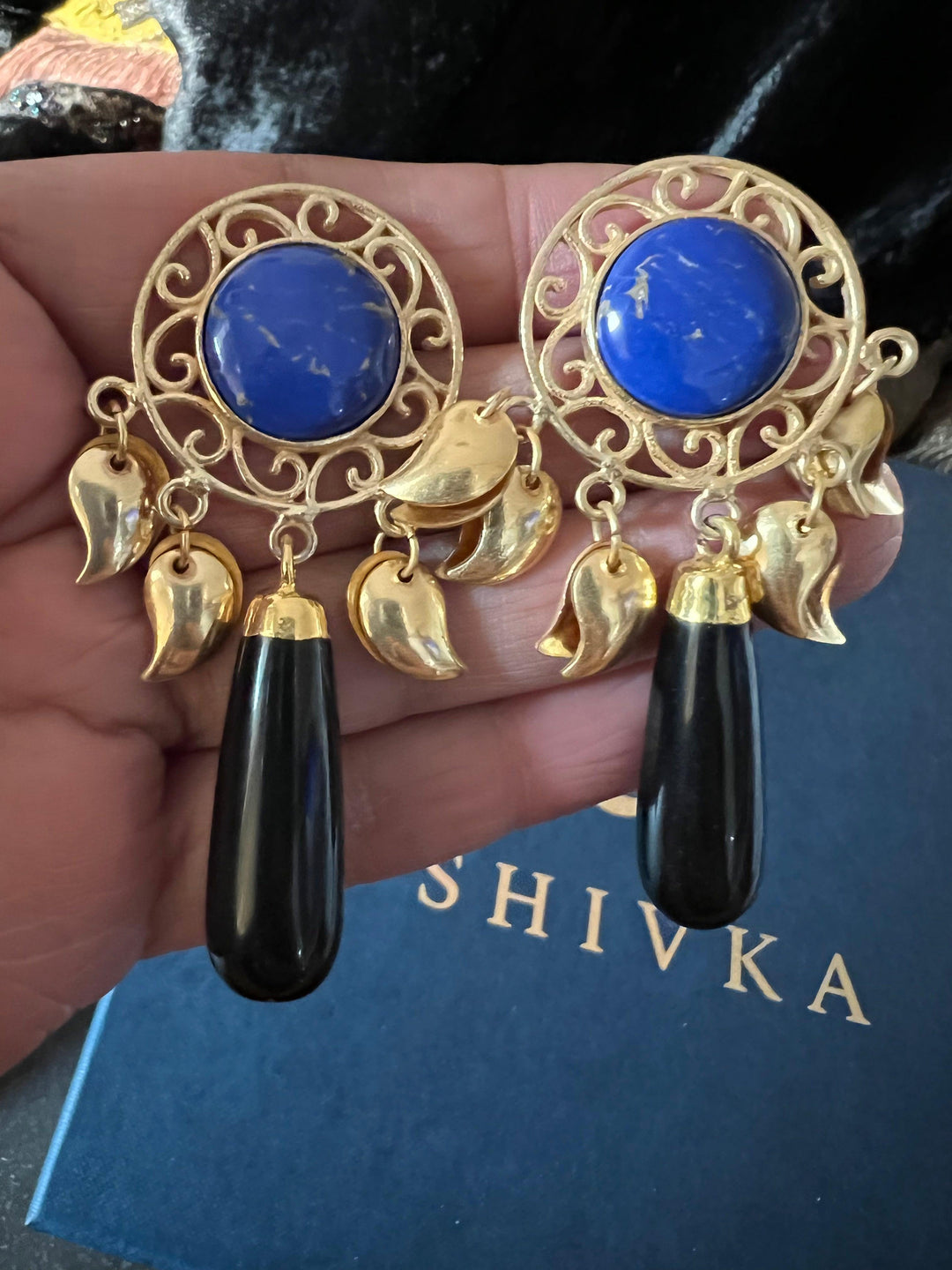 Statement Lapis Lazuli Earrings - SHIVKA