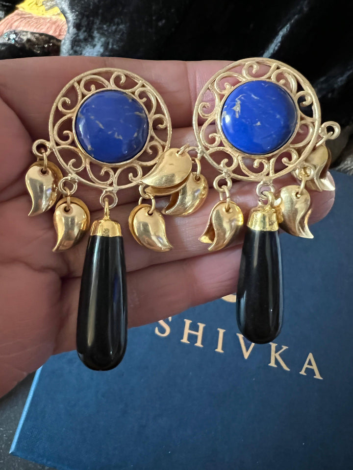 Statement Lapis Lazuli Earrings - SHIVKA