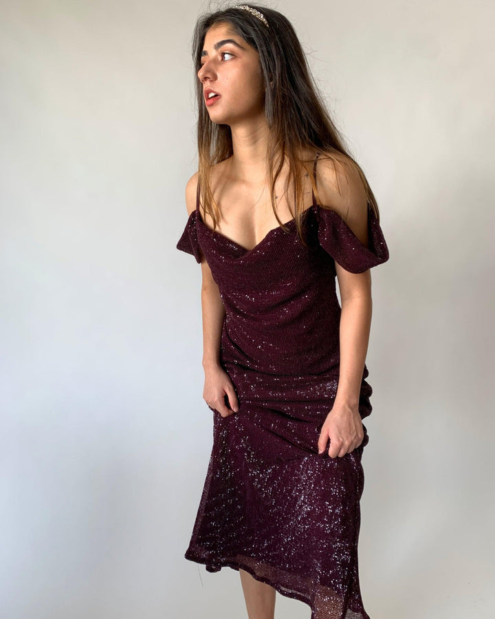 Sequin Cowl Neck Gown - SHIVKA