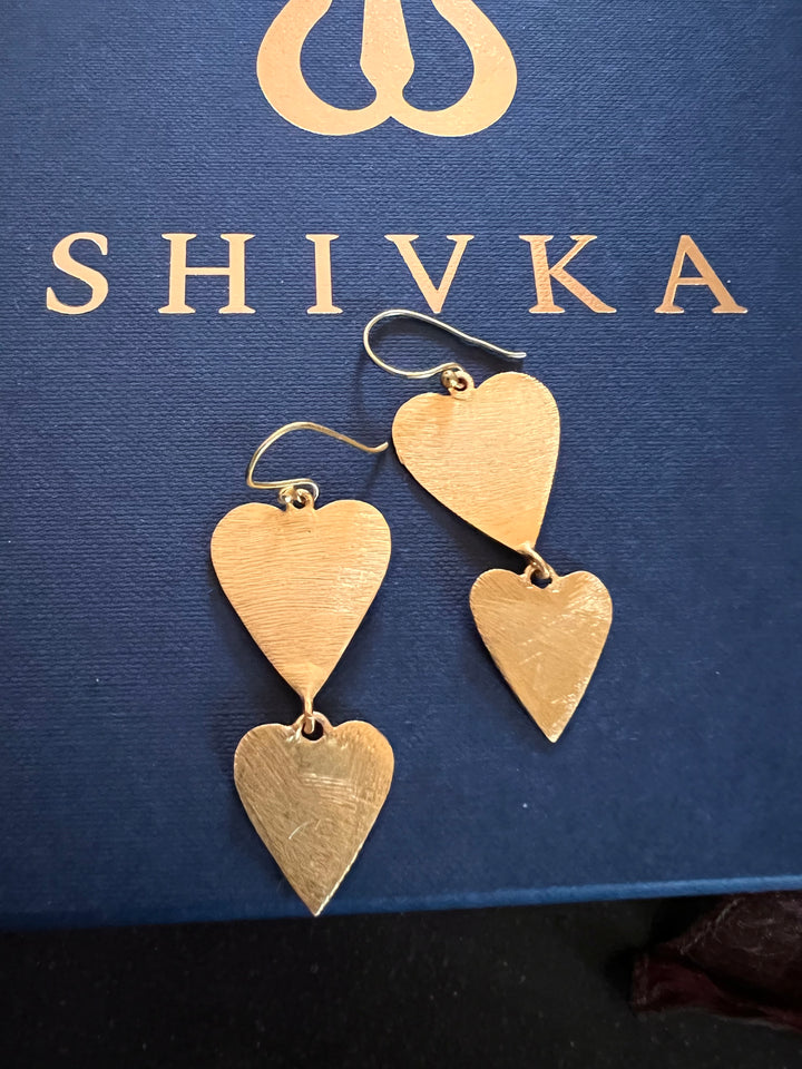 Double Heart Danglers