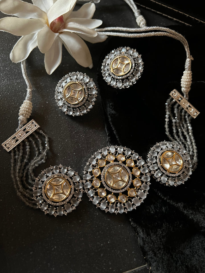 Victorian Kundan Choker Necklace with Earrings