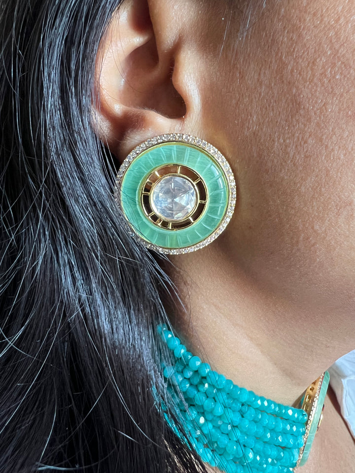 Victorian Kundan Choker Necklace with Earrings