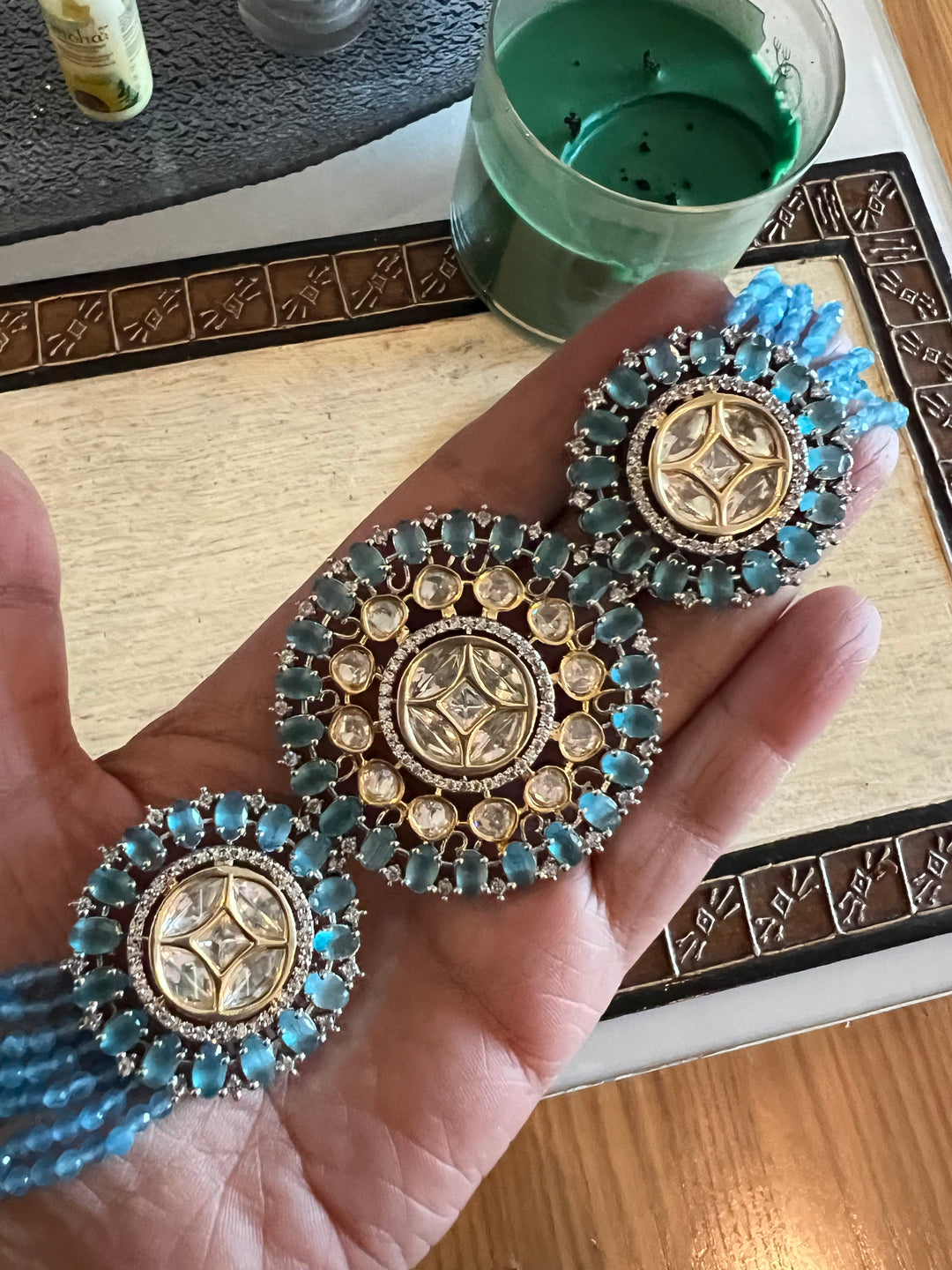 Victorian Kundan Choker Necklace with Earrings