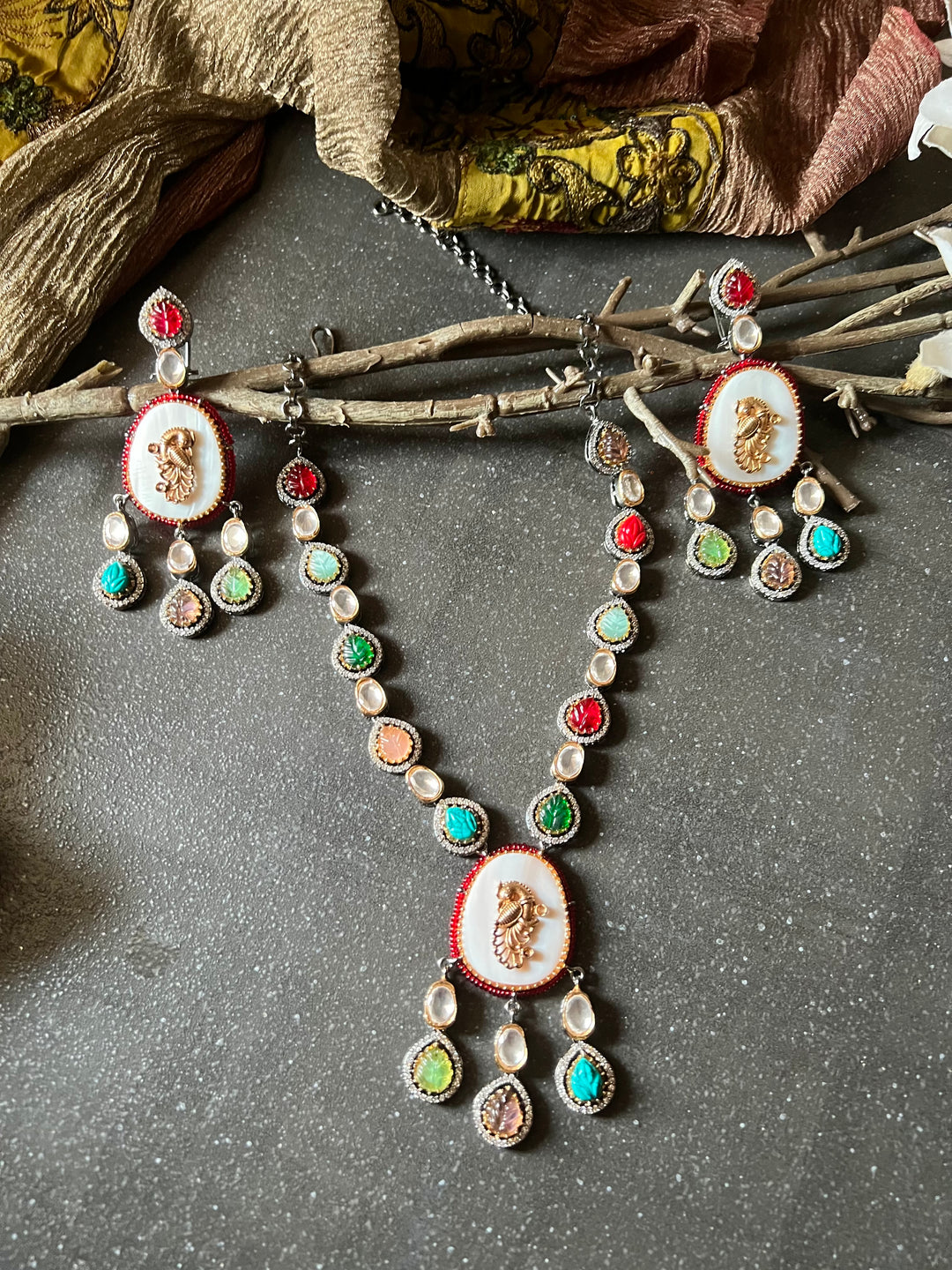 Designer Victorian Necklace with Statement Earrings