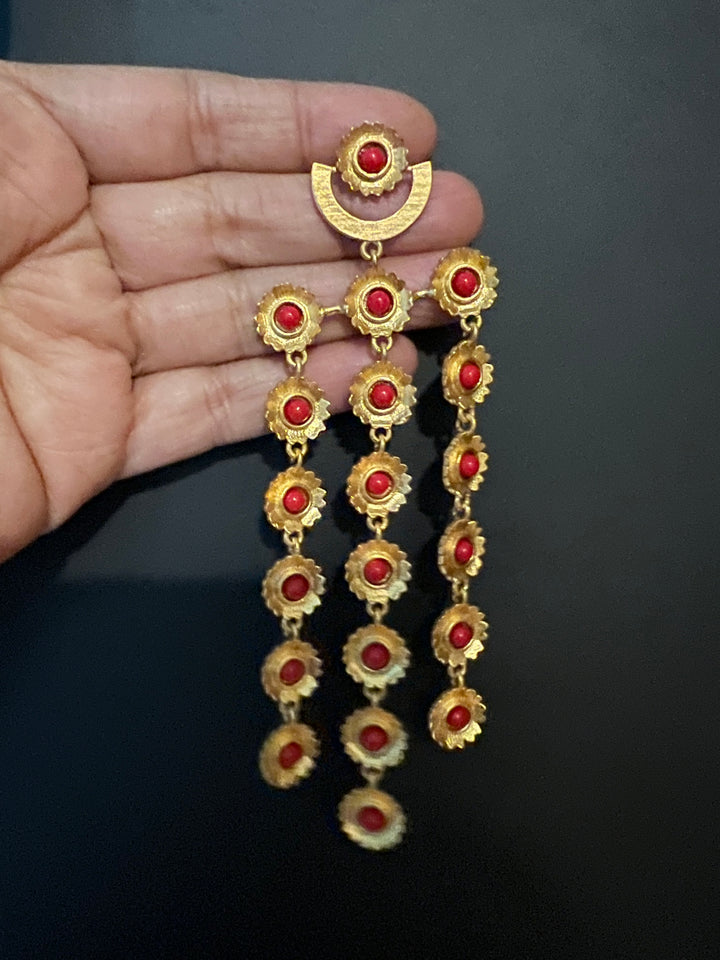 SHIVKA Scintillating Coral Flowers Danglers