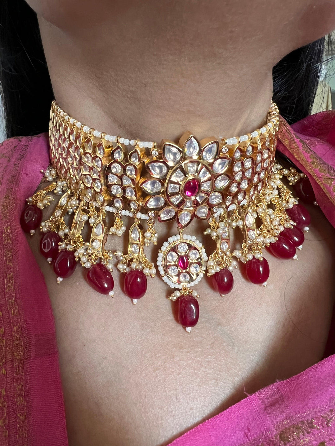 Jadau Kundan Choker with Statement Earrings - SHIVKA
