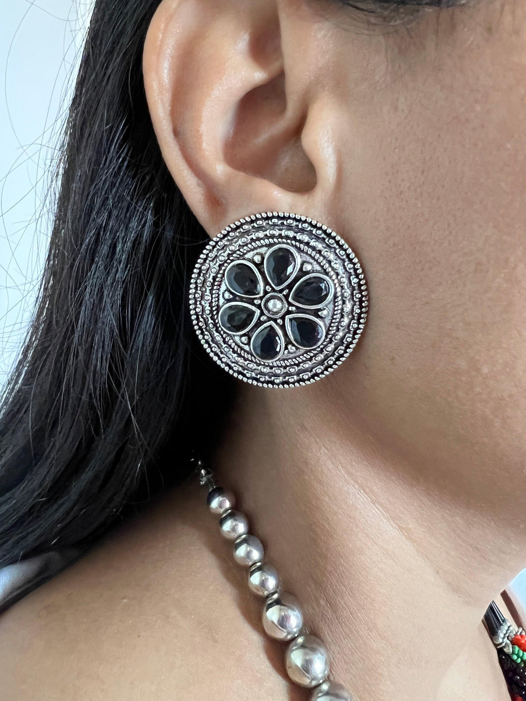 Multicoloured Beaded Necklace with Studs - SHIVKA