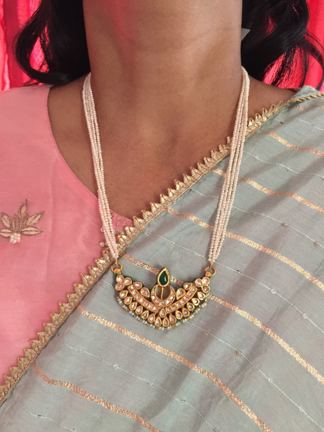 Vintage Kundan Necklace with Statement Earrings