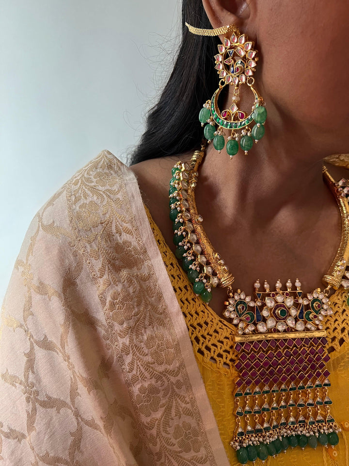 Royal Kundan Wedding Necklace with Earrings - SHIVKA