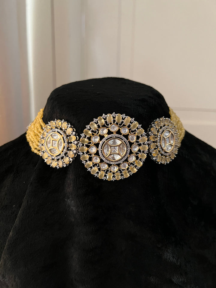 Victorian Kundan Choker Necklace with Earrings