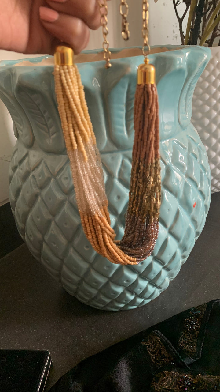 Beautiful Shaded Beads Necklace with Glass Stone Studs