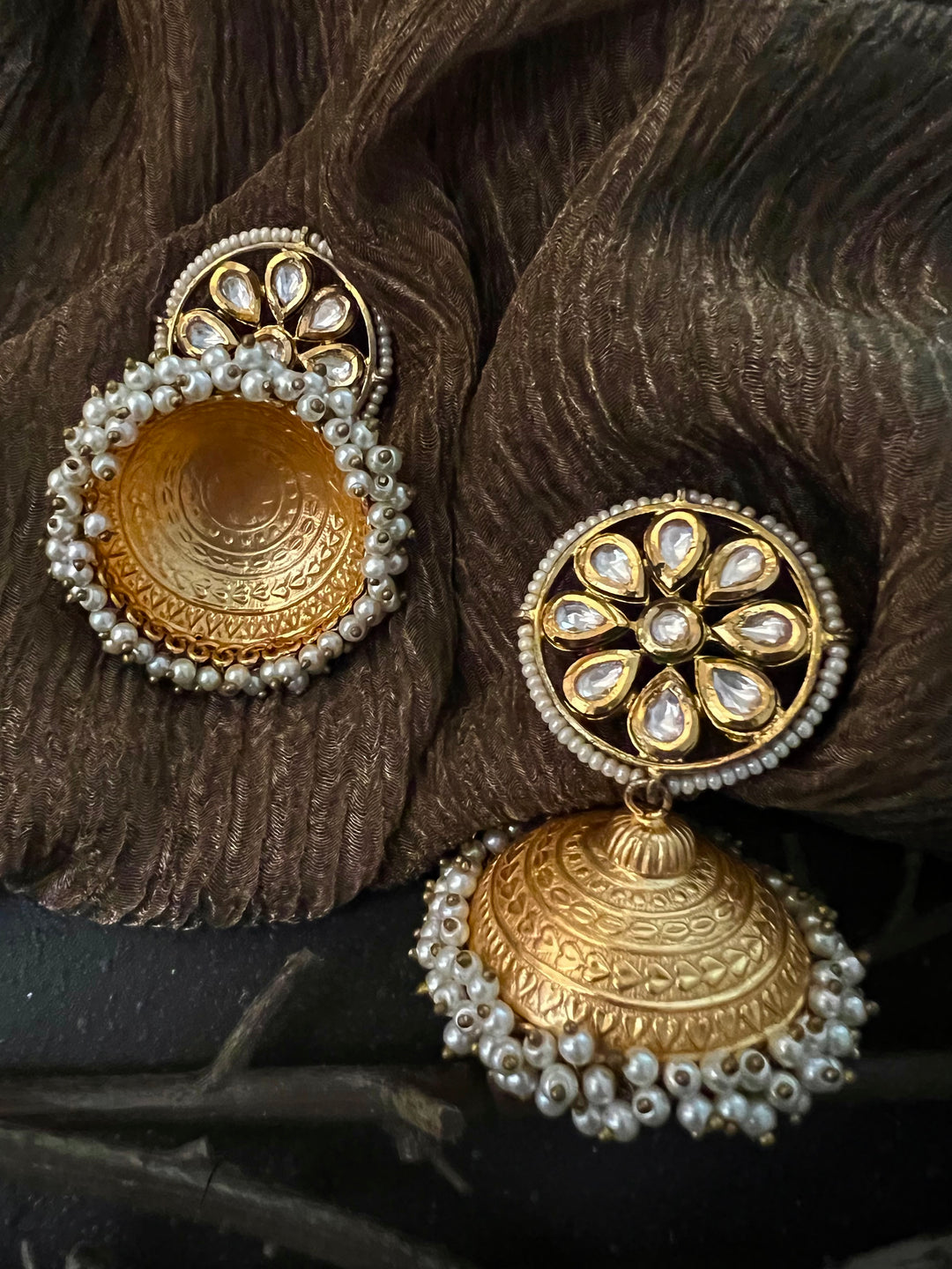 Flower Dome Jhumka Earrings