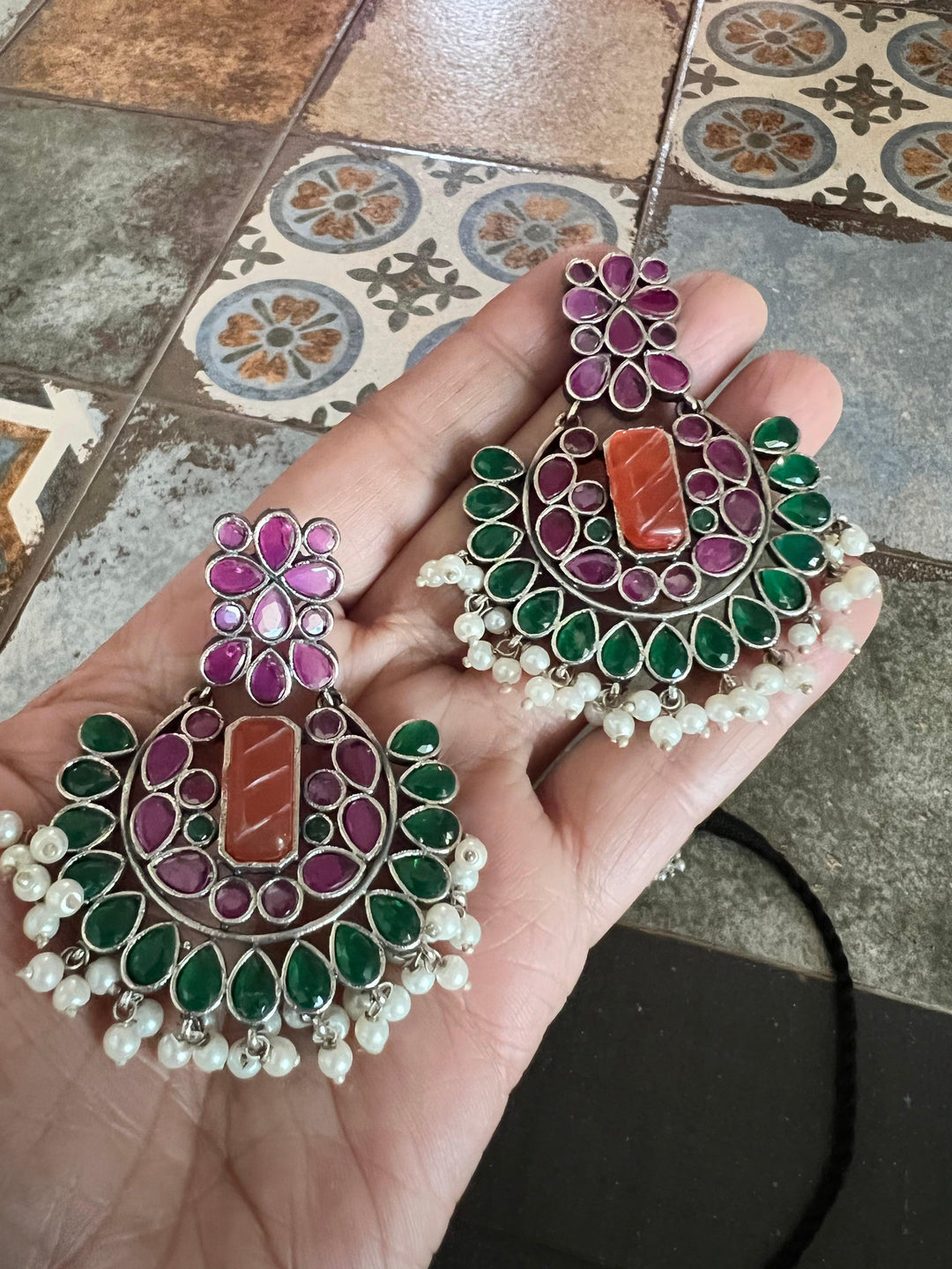 Scintillating Vintage Stones Choker with Statement Chandbaalis - SHIVKA