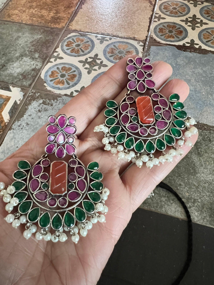 Scintillating Vintage Stones Choker with Statement Chandbaalis - SHIVKA