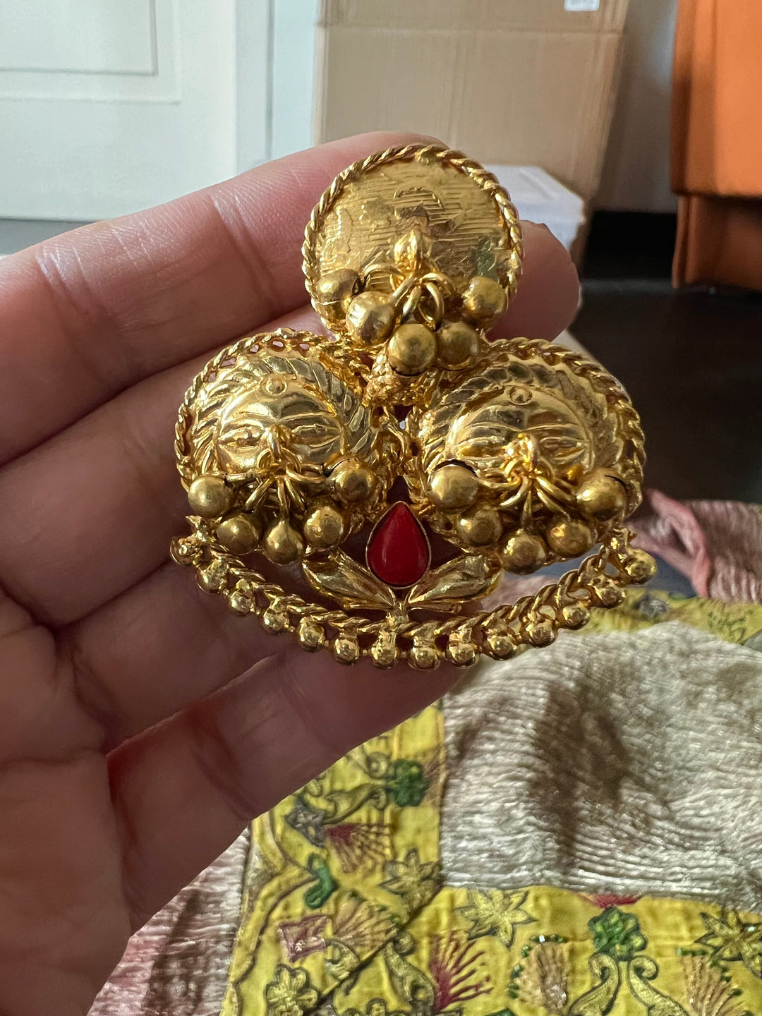 Designer Gold Tone Stud Earrings