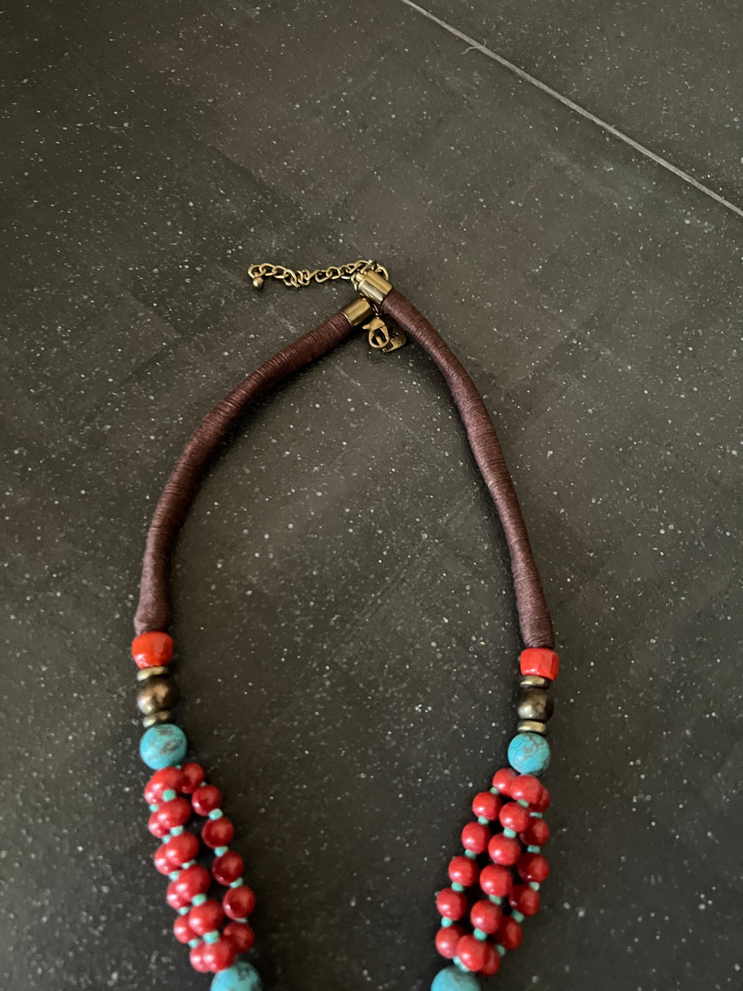 Coral And Turquoise Pendant Necklace