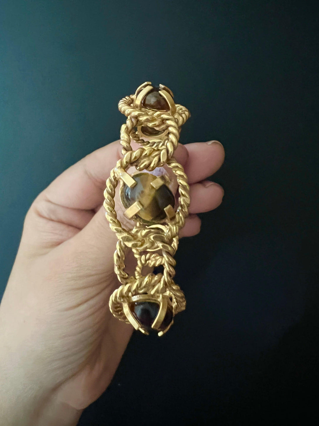 Tiger Eye Hoop Earrings - SHIVKA