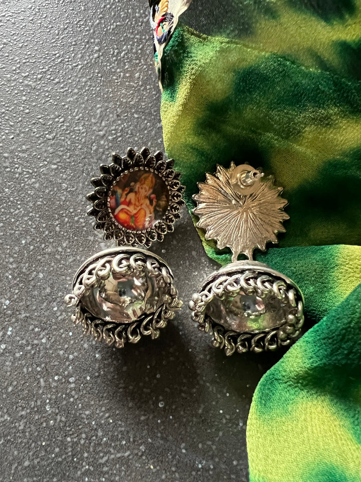 Antique Ganesha Design Jhumka Earrings
