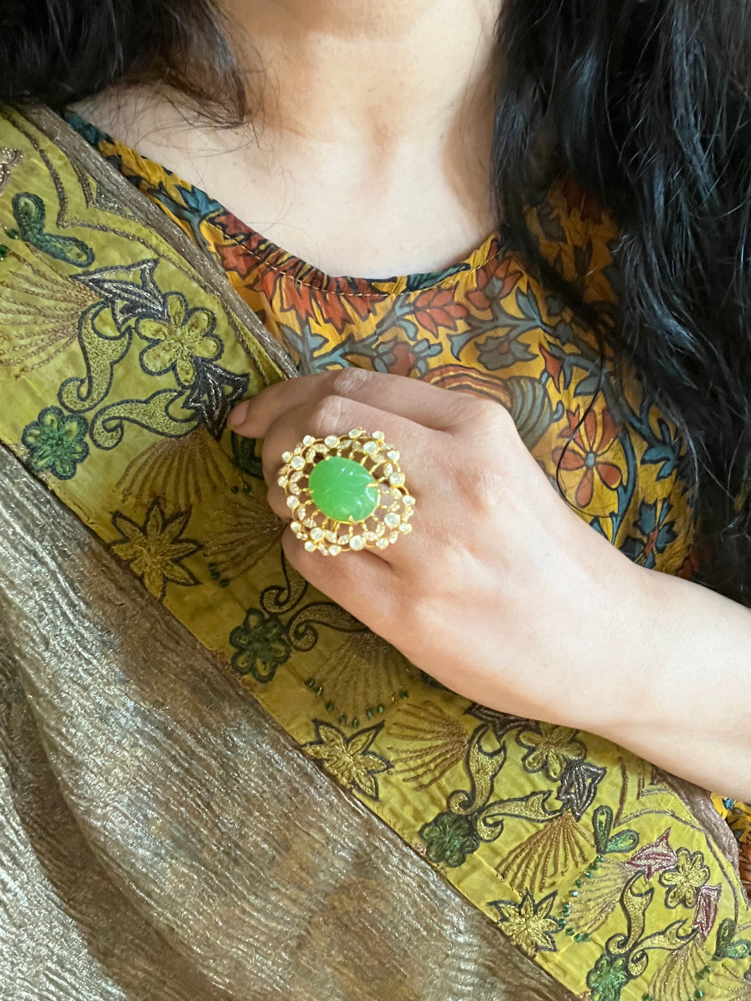 Moissanite Polki Ring