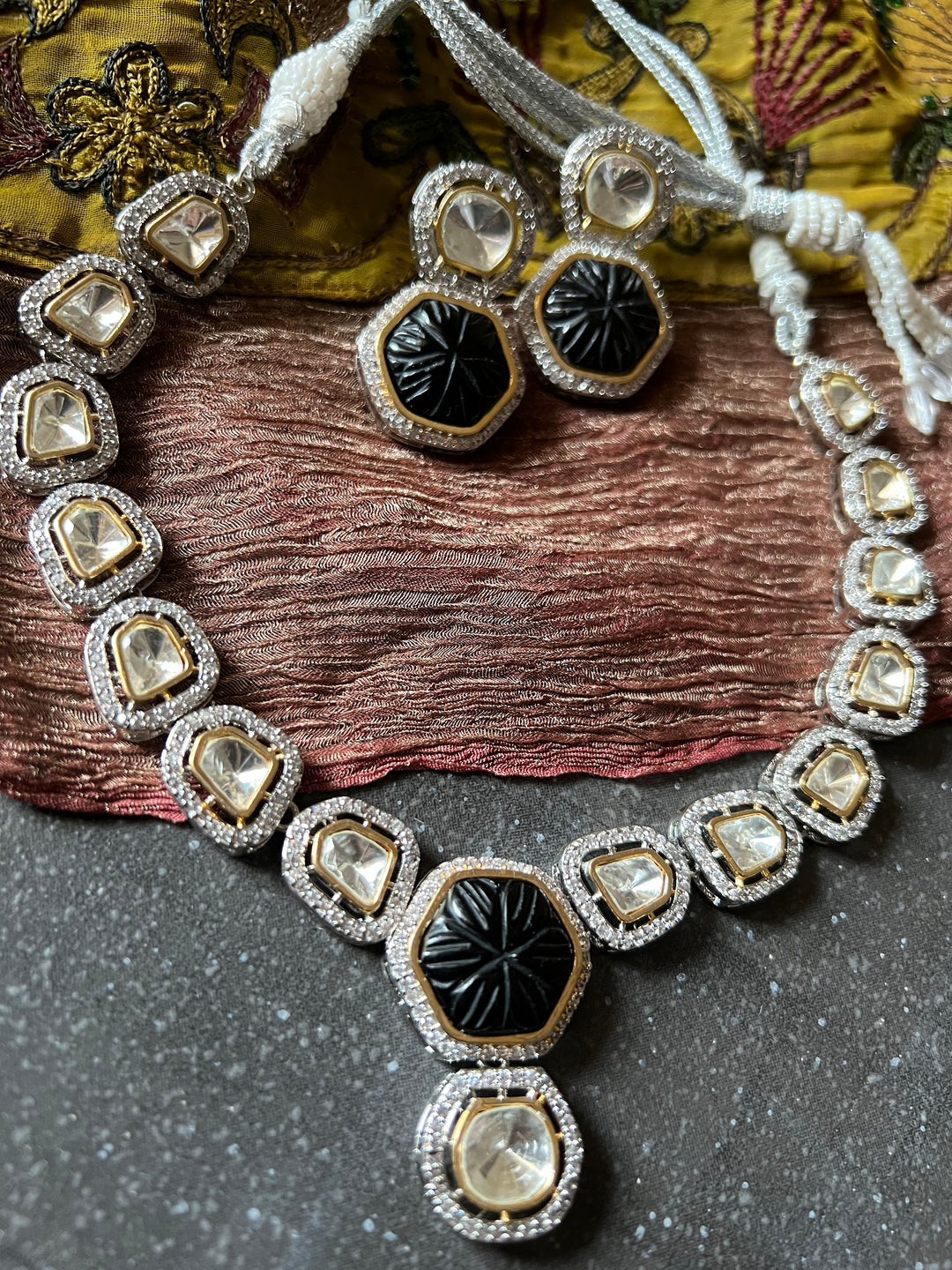 Victorian Kundan Necklace with Earrings