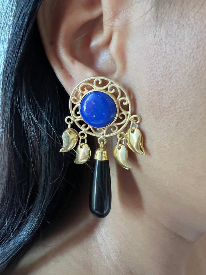 Statement Lapis Lazuli Earrings - SHIVKA